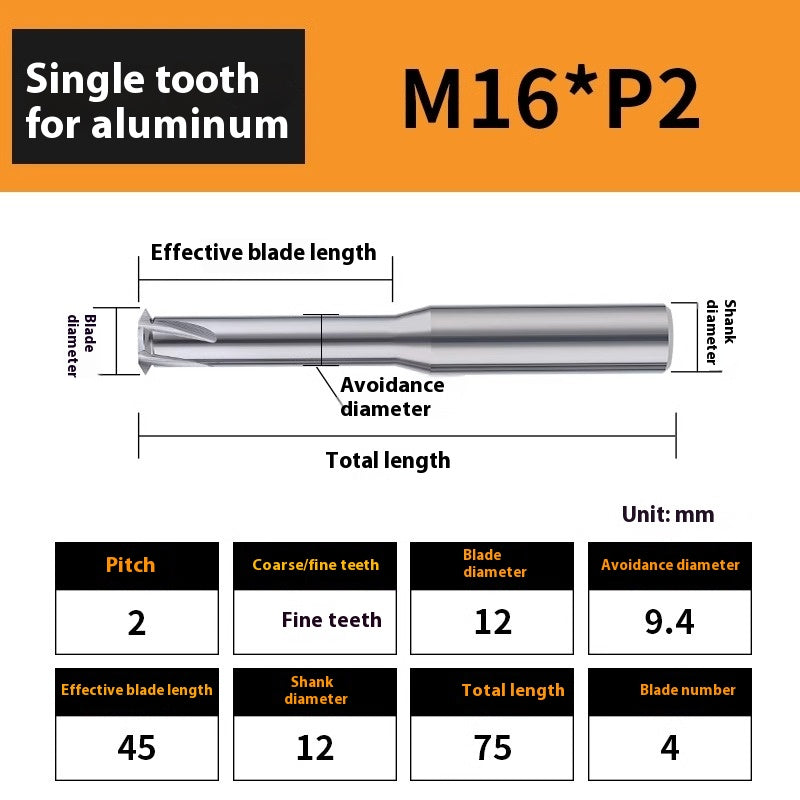 2135-65° aluminum with colorful thread milling cutter lengthened single tooth three-tooth full thread machining center tungsten carbide milling cutter M3M4M5 Shandong Denso Pricision Tools Co.,Ltd.